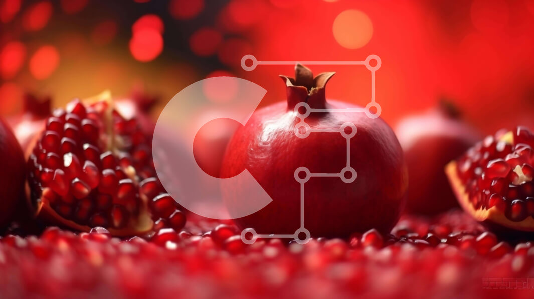 Σετ των 2 Intra Συλλεκτικό Ξύλινο Παζλ Plywood  4mm - Ζουμερά και φρέσκα κόκκινα ρόδια σε ένα διακοσμημένο τραπέζι Σε Ξύλινο Κουτί - Διαστάσεις: 10x10 cm – 25 κομμάτια