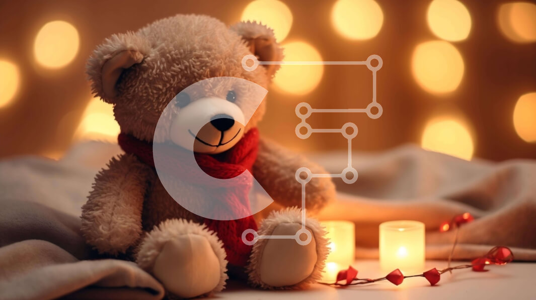 Intra Συλλεκτικό Ξύλινο Παζλ Plywood  4mm - Χαριτωμένο αρκουδάκι με κεριά και γιορτινά φώτα Σε Ξύλινο Κουτί - Διαστάσεις: 10x10 cm – 25 κομμάτια