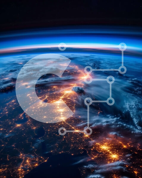 Intra Συλλεκτικό Ξύλινο Παζλ Plywood  4mm - Εκπληκτική εικόνα της Γης τη νύχτα από το διάστημα με αστραφτερές πόλεις και κωμοπόλεις Σε Ξύλινο Κουτί - Διαστάσεις Puzzle: 10x10 cm – 25 κομμάτια