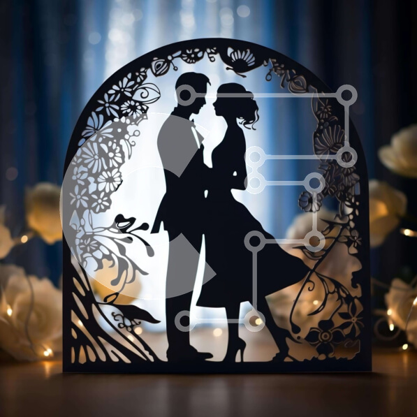 Intra Συλλεκτικό Ξύλινο Παζλ Plywood  4mm - Ρομαντική σιλουέτα ζευγαριού που φιλιέται και αγκαλιάζει Σε Ξύλινο Κουτί - Διαστάσεις Puzzle: 10x10 cm – 25 κομμάτια