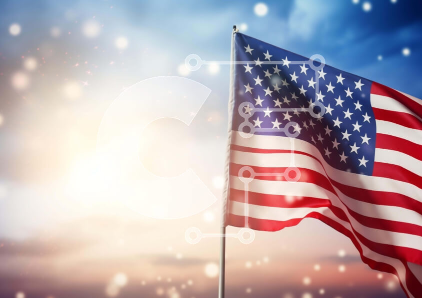 Intra Συλλεκτικό Ξύλινο Παζλ Plywood  4mm - Αμερικανική σημαία που κυματίζει στο χιονισμένο φόντο Σε Ξύλινο Κουτί - Διαστάσεις: 10x10 cm – 25 κομμάτια