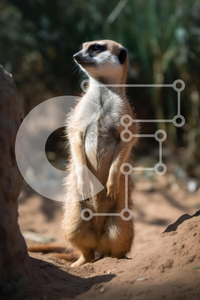 Σετ των 2 Intra Συλλεκτικό Ξύλινο Παζλ Plywood  4mm - Αξιολάτρευτο Meerkat που στέκεται στον βράχο στην αφρικανική έρημο Σε Ξύλινο Κουτί - Διαστάσεις: 10x10 cm – 25 κομμάτια