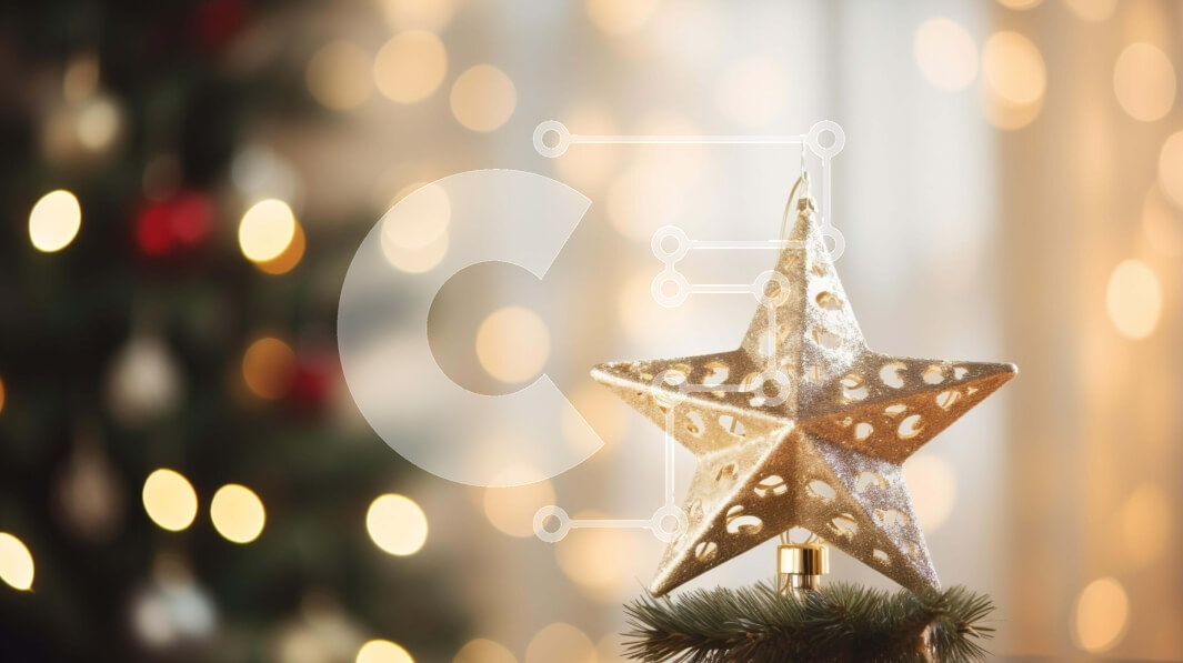 Intra Συλλεκτικό Ξύλινο Παζλ Plywood  4mm - Διακόσμηση αστεριών Χριστουγεννιάτικου δέντρου σε εορταστικό φόντο Σε Ξύλινο Κουτί - Διαστάσεις: 10x10 cm – 25 κομμάτια