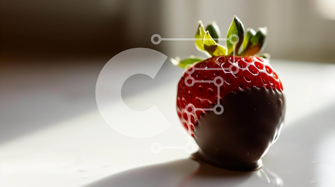 Σετ των 2 Intra Συλλεκτικό Ξύλινο Παζλ Plywood  4mm - Φράουλα καλυμμένη με σοκολάτα σε άδειο τραπέζι Σε Ξύλινο Κουτί - Διαστάσεις: 10x10 cm – 25 κομμάτια