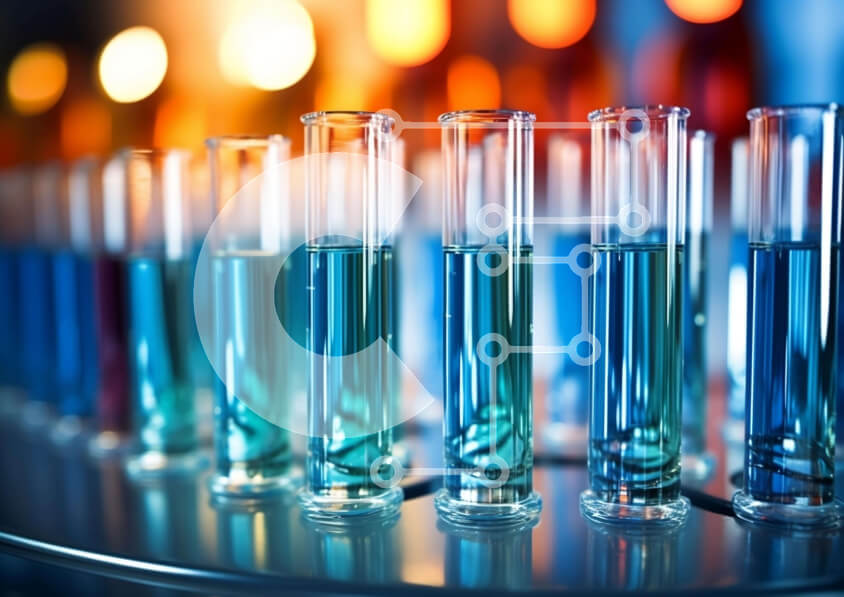 Intra Συλλεκτικό Ξύλινο Παζλ Plywood  4mm - Ομάδα δοκιμαστικών σωλήνων με χρωματιστά υγρά Σε Ξύλινο Κουτί - Διαστάσεις Puzzle: 10x10 cm – 25 κομμάτια