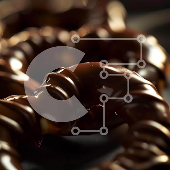 Σετ των 2 Intra Συλλεκτικό Ξύλινο Παζλ Plywood  4mm - Pretzel με σοκολάτα σε σκοτεινή επιφάνεια Σε Ξύλινο Κουτί - Διαστάσεις: 10x10 cm – 25 κομμάτια