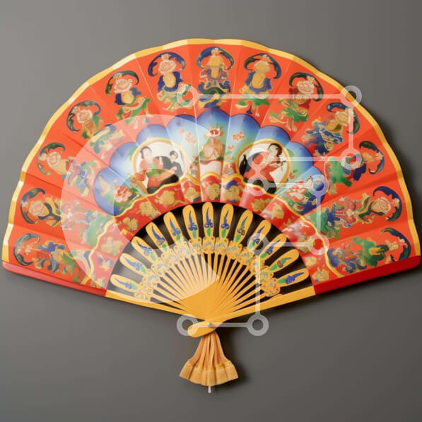 Intra Συλλεκτικό Ξύλινο Παζλ Plywood  4mm - Διακοσμητικός ανεμιστήρας εμπνευσμένος από την Ασία σε γκρι φόντο Σε Ξύλινο Κουτί - Διαστάσεις Puzzle: 10x10 cm – 25 κομμάτια