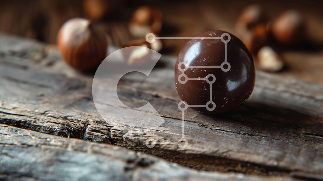 Σετ των 2 Intra Συλλεκτικό Ξύλινο Παζλ Plywood  4mm - Μπάλα σοκολάτας με ξηρούς καρπούς και φουντούκια στο τραπέζι Σε Ξύλινο Κουτί - Διαστάσεις: 10x10 cm – 25 κομμάτια