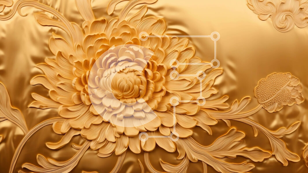 Intra Συλλεκτικό Ξύλινο Παζλ Plywood  4mm - Χρυσό χρώμα Floral μοτίβο φόντου Σε Ξύλινο Κουτί - Διαστάσεις Puzzle: 10x10 cm – 25 κομμάτια