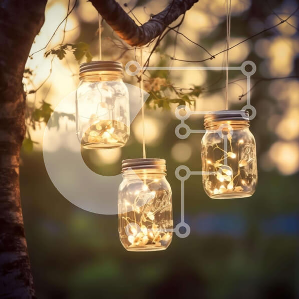 Intra Συλλεκτικό Ξύλινο Παζλ Plywood  4mm - Mason Jar Lanterns που κρέμονται από ένα δέντρο Σε Ξύλινο Κουτί - Διαστάσεις: 10x10 cm – 25 κομμάτια