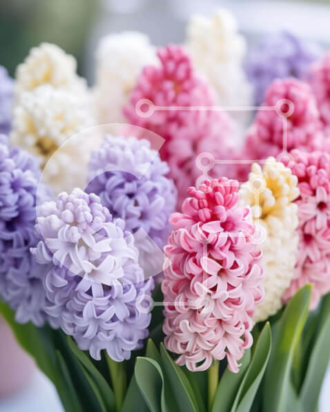 Σετ των 2 Intra Συλλεκτικό Ξύλινο Παζλ Plywood  4mm - Πολύχρωμοι υάκινθοι σε βάζο Σε Ξύλινο Κουτί - Διαστάσεις: 10x10 cm – 25 κομμάτια