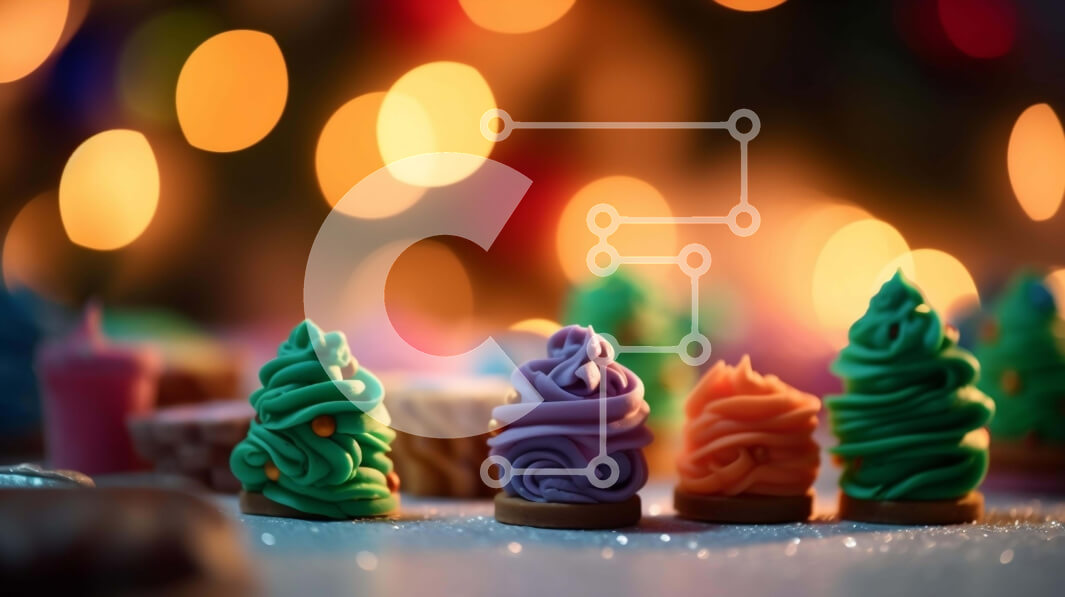 Intra Συλλεκτικό Ξύλινο Παζλ Plywood  4mm - Πολύχρωμα μπισκότα χριστουγεννιάτικου δέντρου σε φωτισμένο φόντο Σε Ξύλινο Κουτί - Διαστάσεις: 10x10 cm – 25 κομμάτια