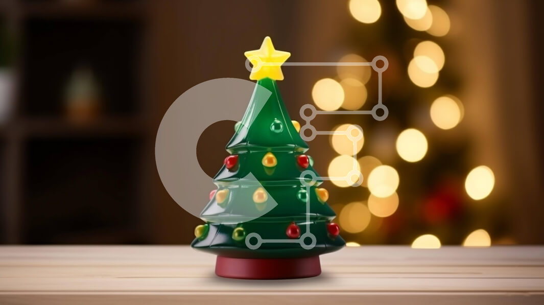 Intra Συλλεκτικό Ξύλινο Παζλ Plywood  4mm - Πράσινο χριστουγεννιάτικο δέντρο με στολίδια και φωτάκια Σε Ξύλινο Κουτί - Διαστάσεις: 10x10 cm – 25 κομμάτια