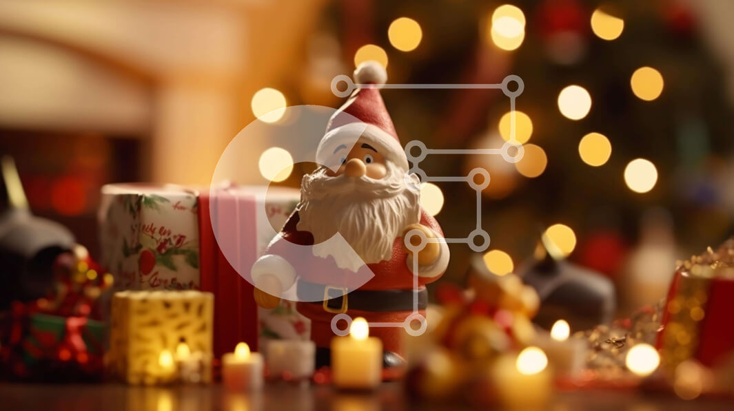 Intra Συλλεκτικό Ξύλινο Παζλ Plywood  4mm - Ειδώλιο Άγιου Βασίλη με δώρα και στολίδια Σε Ξύλινο Κουτί - Διαστάσεις: 10x10 cm – 25 κομμάτια