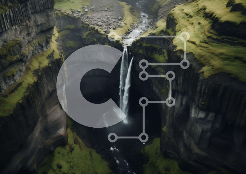 Intra Συλλεκτικό Ξύλινο Παζλ Plywood  4mm - Καταρράκτης που ρέει σε ένα άδειο φαράγγι Σε Ξύλινο Κουτί - Διαστάσεις: 10x10 cm – 25 κομμάτια