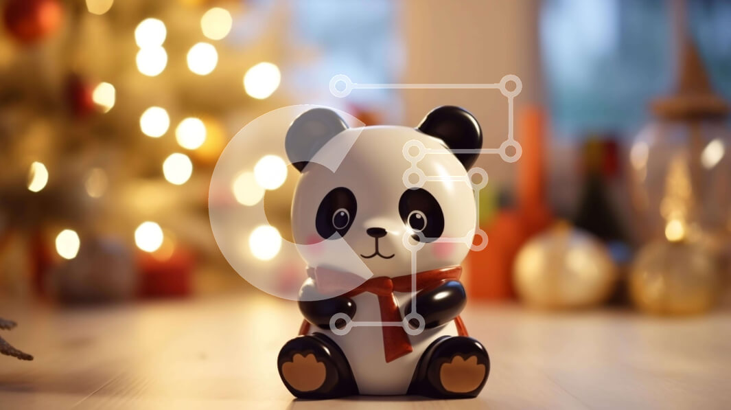 Intra Συλλεκτικό Ξύλινο Παζλ Plywood  4mm - Ειδώλιο αρκούδας Panda σε ένα χριστουγεννιάτικο δέντρο Σε Ξύλινο Κουτί - Διαστάσεις: 10x10 cm – 25 κομμάτια