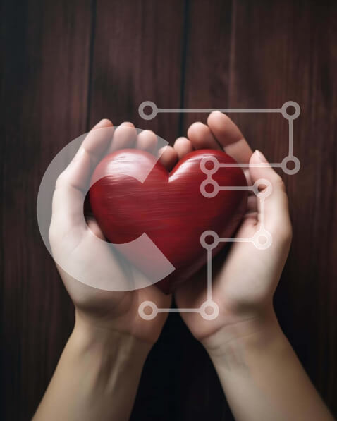 Intra Συλλεκτικό Ξύλινο Παζλ Plywood  4mm - Χέρια που κρατούν την κόκκινη καρδιά σε παλιό ξύλινο υπόβαθρο Σε Ξύλινο Κουτί - Διαστάσεις Puzzle: 10x10 cm – 25 κομμάτια