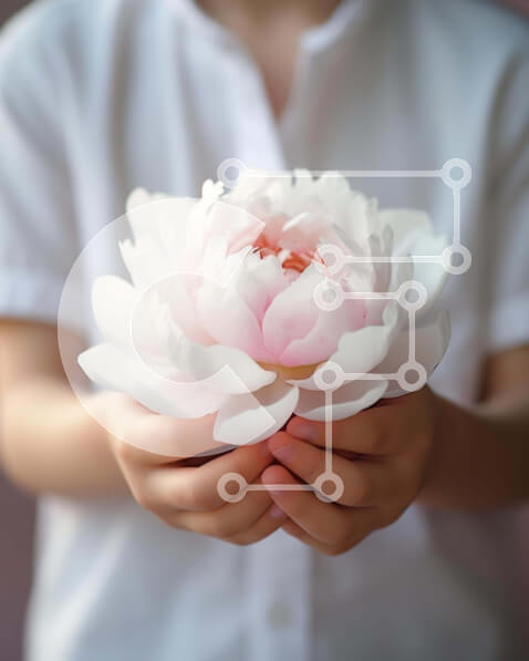 Intra Συλλεκτικό Ξύλινο Παζλ Plywood  4mm - Νεαρό άτομο που κρατά ένα ελκυστικό ροζ λουλούδι Σε Ξύλινο Κουτί - Διαστάσεις Puzzle: 10x10 cm – 25 κομμάτια