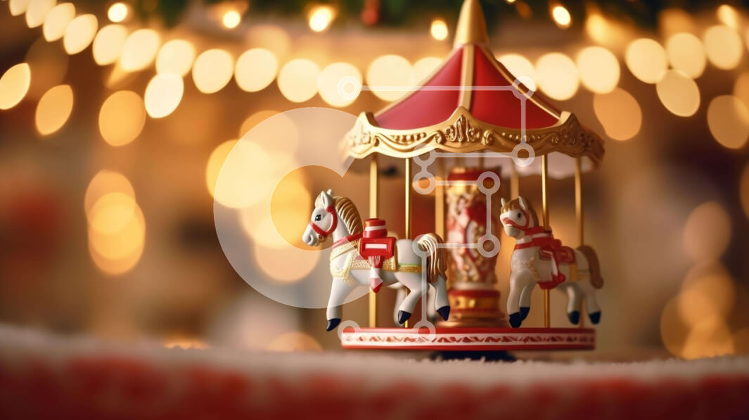 Intra Συλλεκτικό Ξύλινο Παζλ Plywood  4mm - Καρουσέλ παιχνιδιών με θέμα τις διακοπές με φωτισμένο φόντο Σε Ξύλινο Κουτί - Διαστάσεις: 10x10 cm – 25 κομμάτια