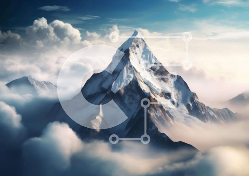 Intra Συλλεκτικό Ξύλινο Παζλ Plywood  4mm - Χιονισμένη βουνοκορφή που περιβάλλεται από σύννεφα Σε Ξύλινο Κουτί - Διαστάσεις: 10x10 cm – 25 κομμάτια