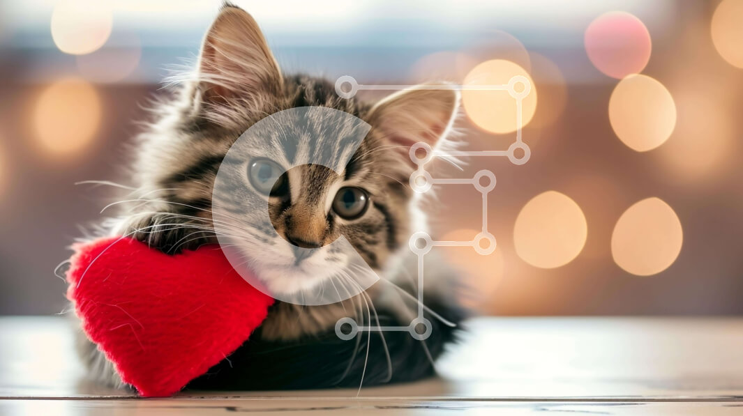 Σετ των 2 Intra Συλλεκτικό Ξύλινο Παζλ Plywood  4mm - Αξιολάτρευτο γατάκι με παιχνίδι καρδιάς Σε Ξύλινο Κουτί - Διαστάσεις: 10x10 cm – 25 κομμάτια