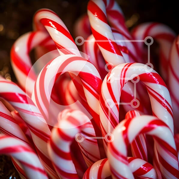 Intra Συλλεκτικό Ξύλινο Παζλ Plywood  4mm - Κοντινό πλάνο των κόκκινων και λευκών ζαχαροκάλαμων Σε Ξύλινο Κουτί - Διαστάσεις: 10x10 cm – 25 κομμάτια