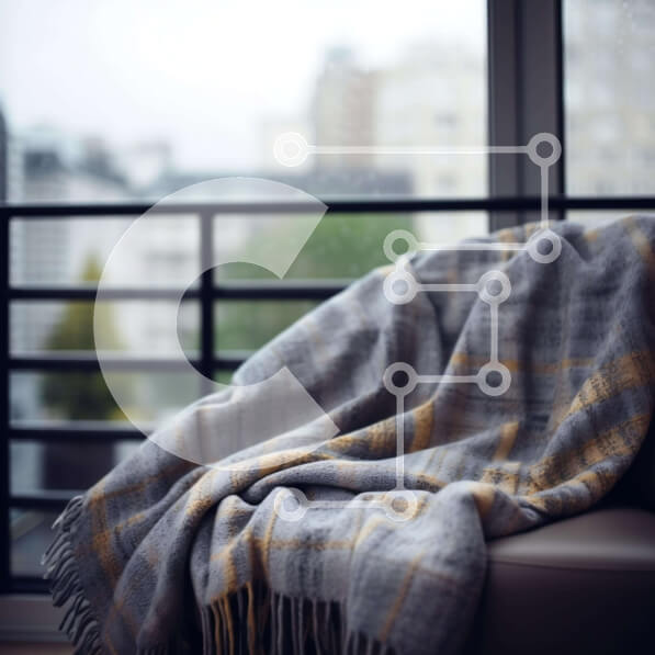 Intra Συλλεκτικό Ξύλινο Παζλ Plywood  4mm - Άνετη κουβέρτα σε καρέκλα με ανοιχτό παράθυρο με θέα στην πόλη Σε Ξύλινο Κουτί - Διαστάσεις Puzzle: 10x10 cm – 25 κομμάτια