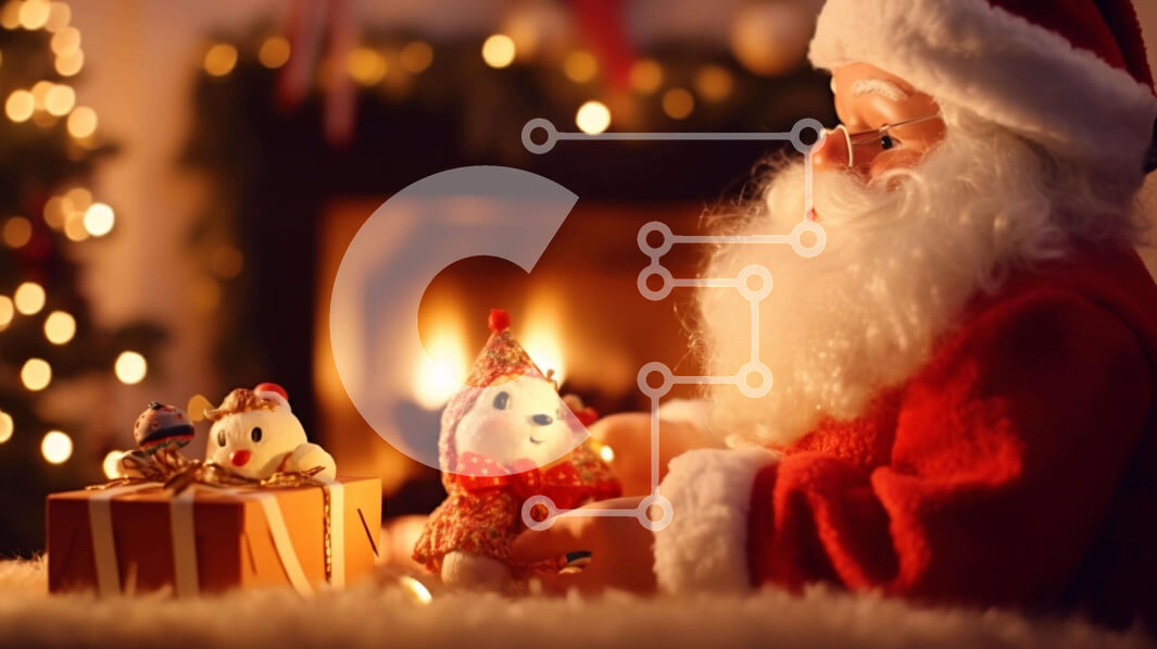 Intra Συλλεκτικό Ξύλινο Παζλ Plywood  4mm - Άγιος Βασίλης μπροστά σε τζάκι με δώρα και μικρά ζωάκια Σε Ξύλινο Κουτί - Διαστάσεις: 10x10 cm – 25 κομμάτια