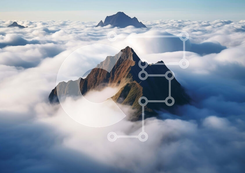 Intra Συλλεκτικό Ξύλινο Παζλ Plywood  4mm - Αεροφωτογραφία της οροσειράς που καλύπτεται από σύννεφα Σε Ξύλινο Κουτί - Διαστάσεις: 10x10 cm – 25 κομμάτια