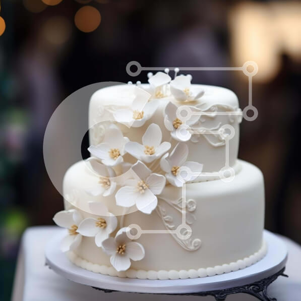 Σετ των 2 Intra Συλλεκτικό Ξύλινο Παζλ Plywood  4mm - Κομψή τούρτα τριών επιπέδων με λευκά λουλούδια Σε Ξύλινο Κουτί - Διαστάσεις: 10x10 cm – 25 κομμάτια