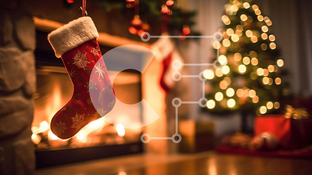 Intra Συλλεκτικό Ξύλινο Παζλ Plywood  4mm - Εορταστικές γιορτινές διακοσμήσεις με κόκκινη κάλτσα Σε Ξύλινο Κουτί - Διαστάσεις: 10x10 cm – 25 κομμάτια