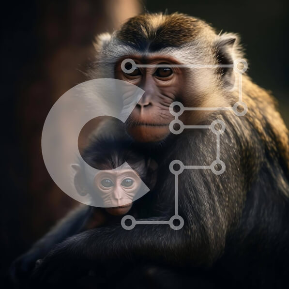 Intra Συλλεκτικό Ξύλινο Παζλ Plywood  4mm - Δύο πίθηκοι που κρατούν ο ένας τον άλλον Σε Ξύλινο Κουτί - Διαστάσεις: 10x10 cm – 25 κομμάτια