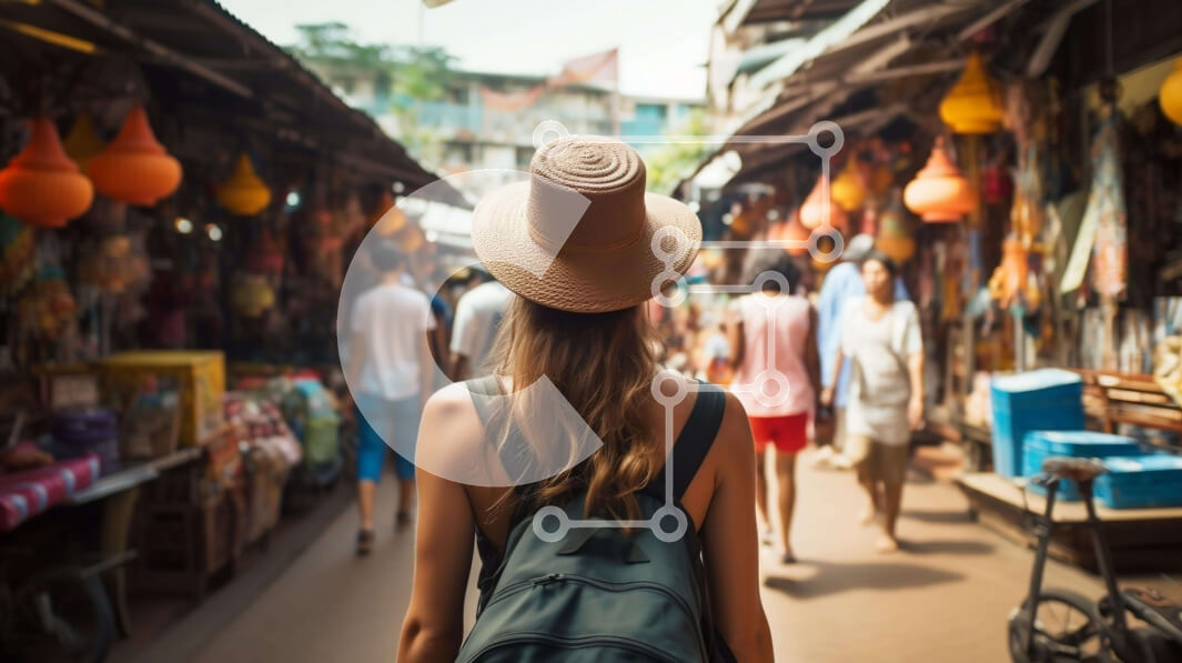 Intra Συλλεκτικό Ξύλινο Παζλ Plywood  4mm - Γυναίκα που εξερευνά μια υπαίθρια αγορά Σε Ξύλινο Κουτί - Διαστάσεις Puzzle: 10x10 cm – 25 κομμάτια