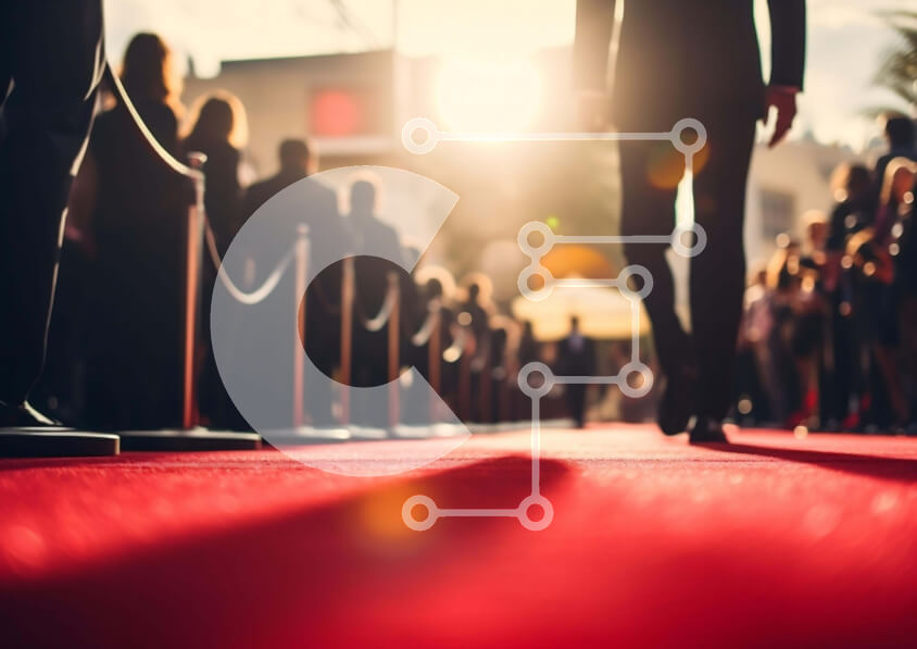 Intra Συλλεκτικό Ξύλινο Παζλ Plywood  4mm - Πλήθος που περπατά κάτω από το κόκκινο χαλί Σε Ξύλινο Κουτί - Διαστάσεις Puzzle: 10x10 cm – 25 κομμάτια