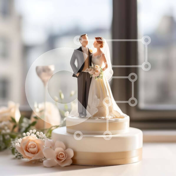 Intra Συλλεκτικό Ξύλινο Παζλ Plywood  4mm - Τοπέρ για γαμήλια τούρτα με ειδώλια και μπουκάλια κρασιού Σε Ξύλινο Κουτί - Διαστάσεις: 10x10 cm – 25 κομμάτια