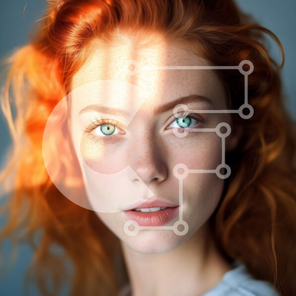 Σετ των 2 Intra Συλλεκτικό Ξύλινο Παζλ Plywood  4mm - Όμορφη εικόνα της κοκκινομάλλας γυναίκας με πράσινα μάτια και φυσικό μακιγιάζ Σε Ξύλινο Κουτί - Διαστάσεις: 10x10 cm – 25 κομμάτια