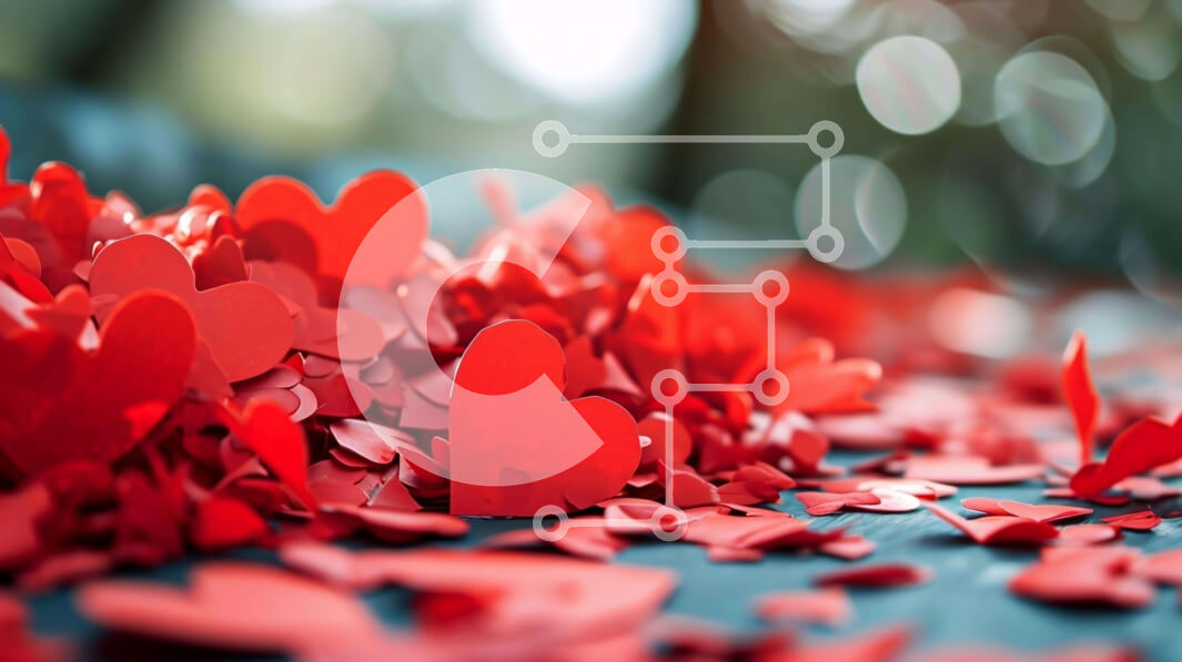 Intra Συλλεκτικό Ξύλινο Παζλ Plywood  4mm - Κόκκινα κομμάτια χαρτιού σε σχήμα καρδιάς στο έδαφος Σε Ξύλινο Κουτί - Διαστάσεις Puzzle: 10x10 cm – 25 κομμάτια