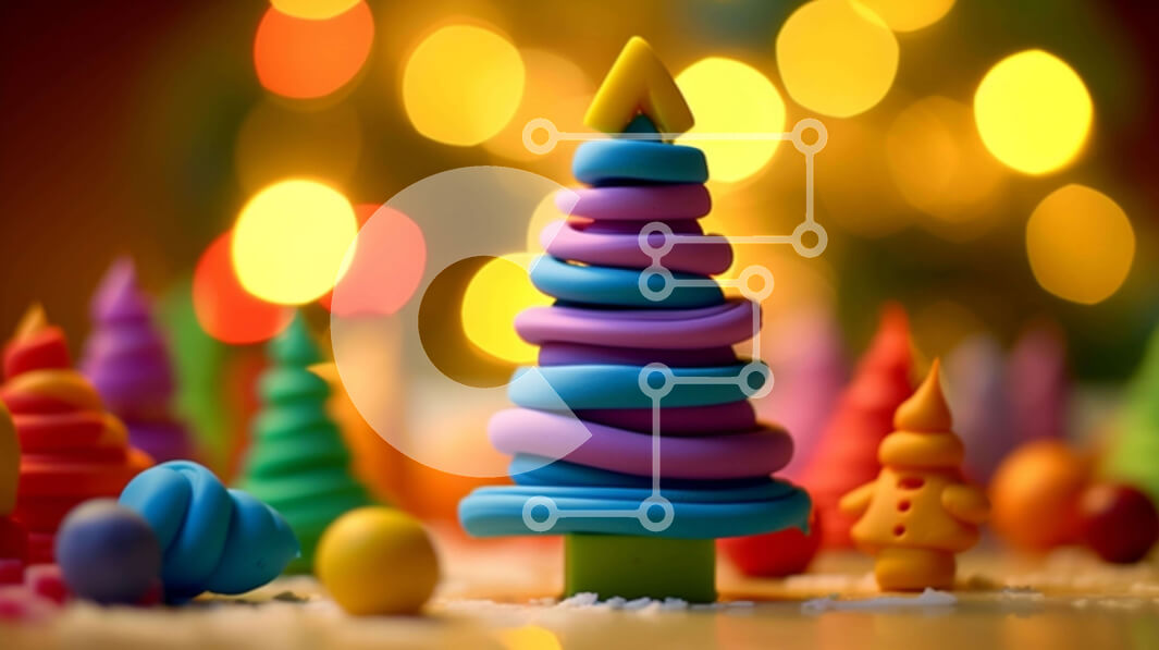 Intra Συλλεκτικό Ξύλινο Παζλ Plywood  4mm - Πολύχρωμο παιχνίδι χριστουγεννιάτικο δέντρο φόντο Σε Ξύλινο Κουτί - Διαστάσεις: 10x10 cm – 25 κομμάτια