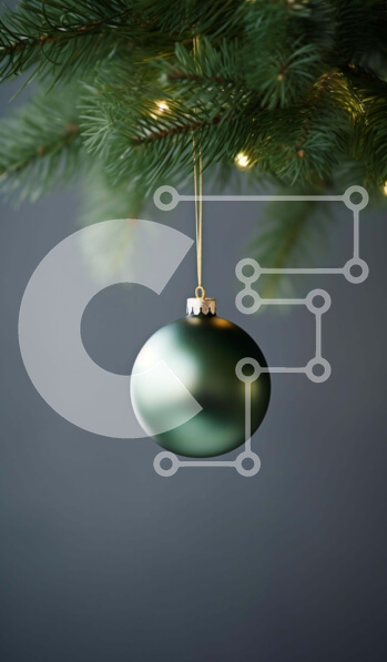 Intra Συλλεκτικό Ξύλινο Παζλ Plywood  4mm - Στολίδι με πράσινη μπάλα που κρέμεται από κλαδί δέντρου με λευκά φώτα Σε Ξύλινο Κουτί - Διαστάσεις: 10x10 cm – 25 κομμάτια