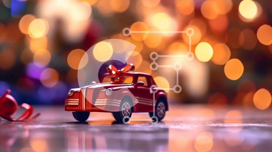 Intra Συλλεκτικό Ξύλινο Παζλ Plywood  4mm - Γιορτινό κόκκινο παιχνίδι στολίδι αυτοκινήτου με πολύχρωμα φώτα Σε Ξύλινο Κουτί - Διαστάσεις Puzzle: 10x10 cm – 25 κομμάτια