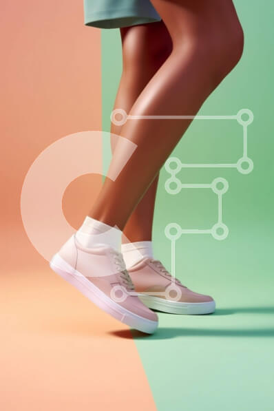 Intra Συλλεκτικό Ξύλινο Παζλ Plywood  4mm - Κομψή γυναίκα με πράσινο φόρεμα και λευκά αθλητικά παπούτσια σε ζωντανό φόντο Σε Ξύλινο Κουτί - Διαστάσεις Puzzle: 10x10 cm – 25 κομμάτια