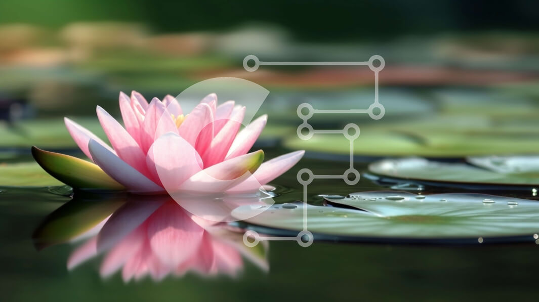 Intra Συλλεκτικό Ξύλινο Παζλ Plywood  4mm - Όμορφη εικόνα του ροζ λουλουδιού λωτού σε μια λίμνη με μαξιλαράκια κρίνου στο φόντο Σε Ξύλινο Κουτί - Διαστάσεις: 10x10 cm – 25 κομμάτια