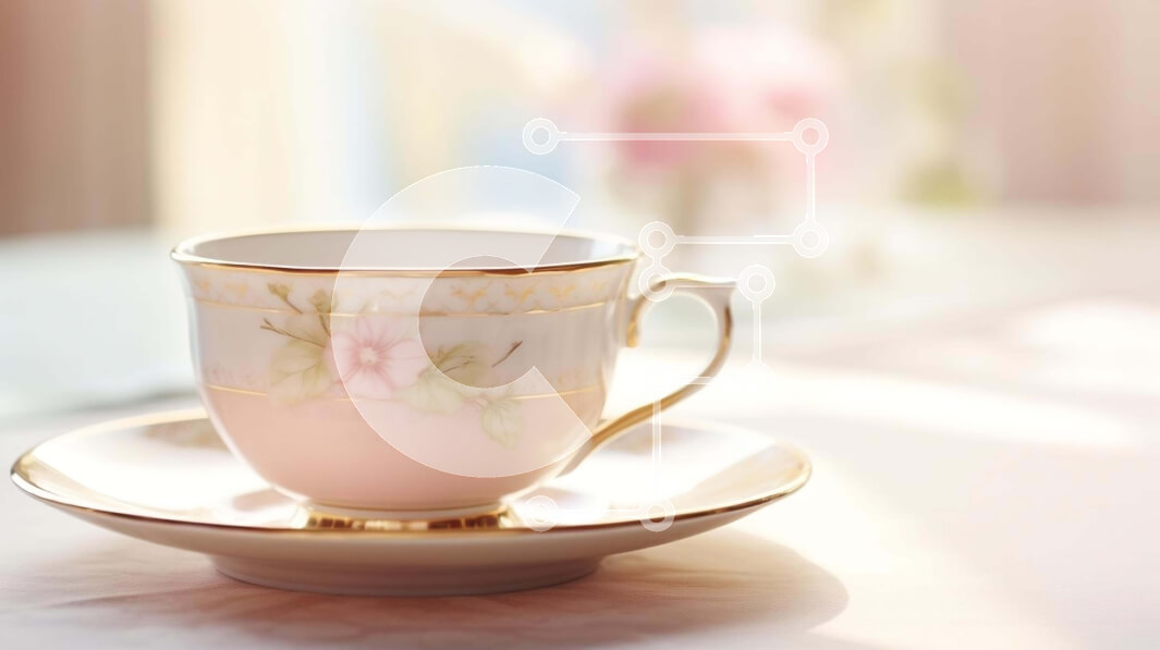 Σετ των 2 Intra Συλλεκτικό Ξύλινο Παζλ Plywood  4mm - Ροζ φλιτζάνι καφέ και πιατάκι στο τραπέζι Σε Ξύλινο Κουτί - Διαστάσεις: 10x10 cm – 25 κομμάτια