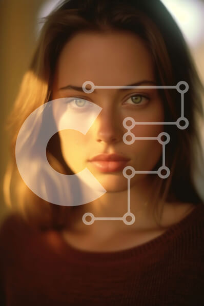 Intra Συλλεκτικό Ξύλινο Παζλ Plywood  4mm - Πανέμορφη νεαρή γυναίκα με μακριά κυματιστά μαλλιά και πράσινα μάτια Σε Ξύλινο Κουτί - Διαστάσεις Puzzle: 10x10 cm – 25 κομμάτια