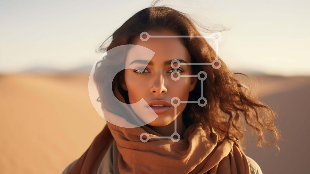 Intra Συλλεκτικό Ξύλινο Παζλ Plywood  4mm - Γυναίκα που στέκεται στην έρημο με φόντο αμμόλοφους Σε Ξύλινο Κουτί - Διαστάσεις: 10x10 cm – 25 κομμάτια