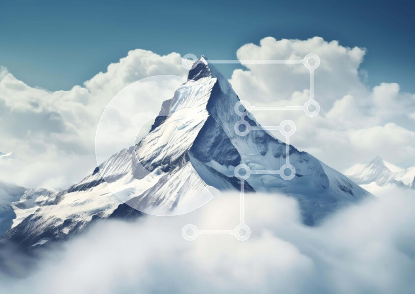 Intra Συλλεκτικό Ξύλινο Παζλ Plywood  4mm - Χιονισμένο βουνό με σύννεφα Σε Ξύλινο Κουτί - Διαστάσεις: 10x10 cm – 25 κομμάτια