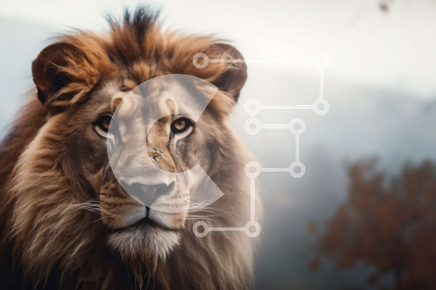 Intra Συλλεκτικό Ξύλινο Παζλ Plywood  4mm - Μεγάλο λιοντάρι στο δάσος Σε Ξύλινο Κουτί - Διαστάσεις: 10x10 cm – 25 κομμάτια