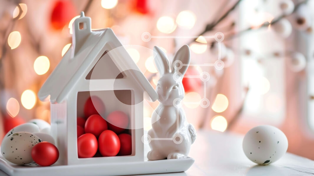 Intra Συλλεκτικό Ξύλινο Παζλ Plywood  4mm - Στολισμός Πασχαλινών Τραπεζιών με ειδώλια λαγουδάκι και αυγά Σε Ξύλινο Κουτί - Διαστάσεις: 10x10 cm – 25 κομμάτια