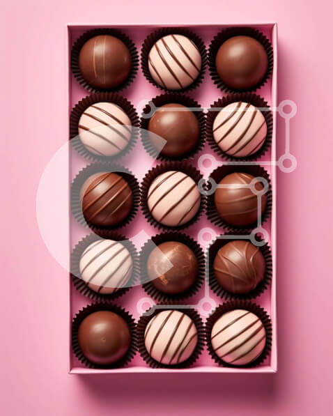 Σετ των 2 Intra Συλλεκτικό Ξύλινο Παζλ Plywood  4mm - Λαχταριστές τρούφες σοκολάτας σε ροζ κουτί Σε Ξύλινο Κουτί - Διαστάσεις: 10x10 cm – 25 κομμάτια