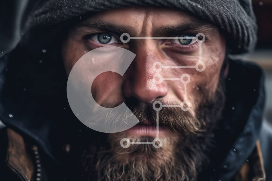 Intra Συλλεκτικό Ξύλινο Παζλ Plywood  4mm - Ασπρόμαυρο πορτρέτο ενός σοβαρού άνδρα με γένια και καπέλο Σε Ξύλινο Κουτί - Διαστάσεις Puzzle: 10x10 cm – 25 κομμάτια